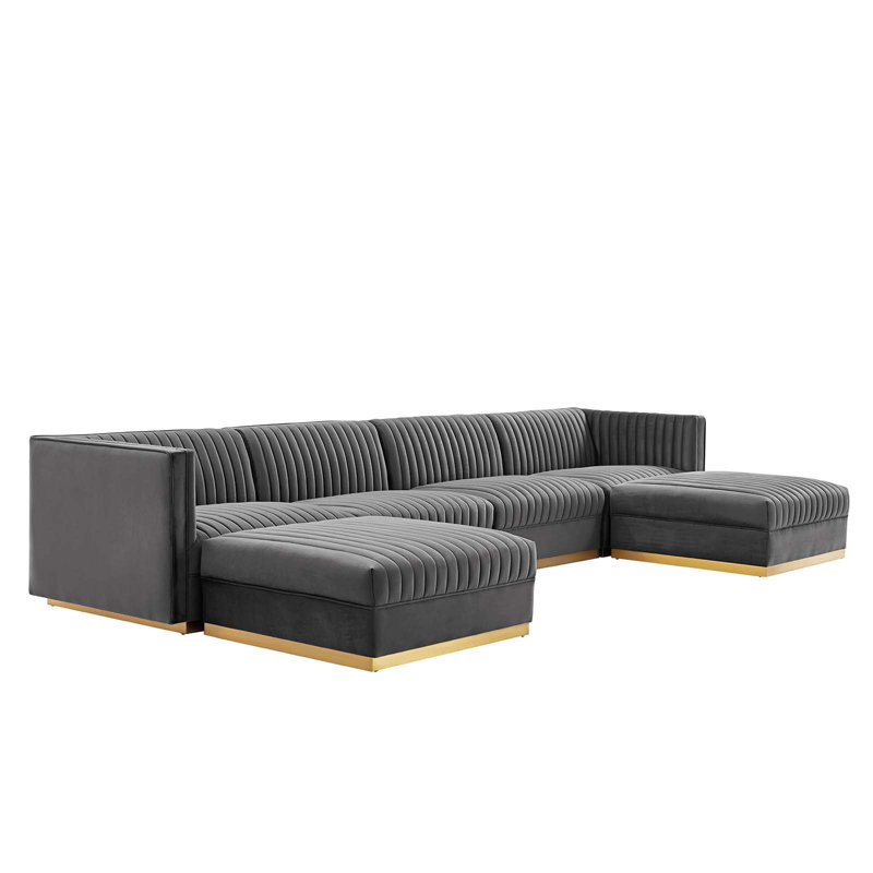 Canapé modulaire modulaire en velours 6 pièces Modway Sanguine, Velours gris