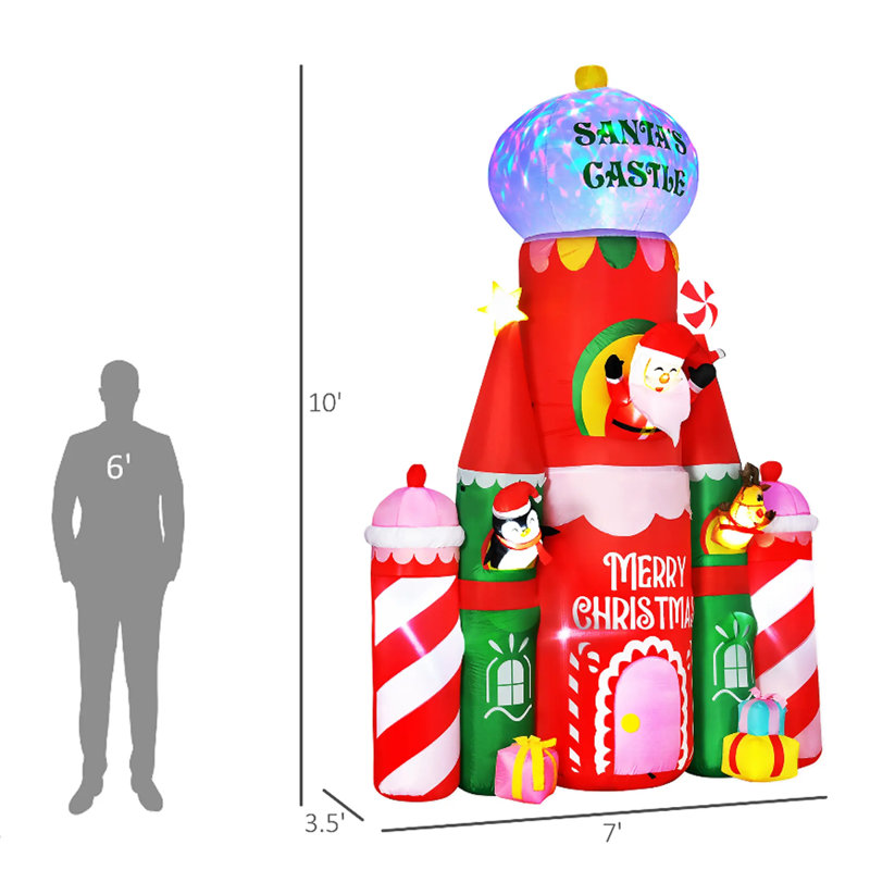 Décoration de Noël gonflable de Noël avec château gonflable de Noël avec père Noël, pingouin et renne