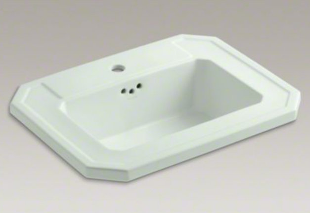 Kathryn Vitreous China Rectangular Drop-In Bathroom Sink with Overflow, Single , Tea Green