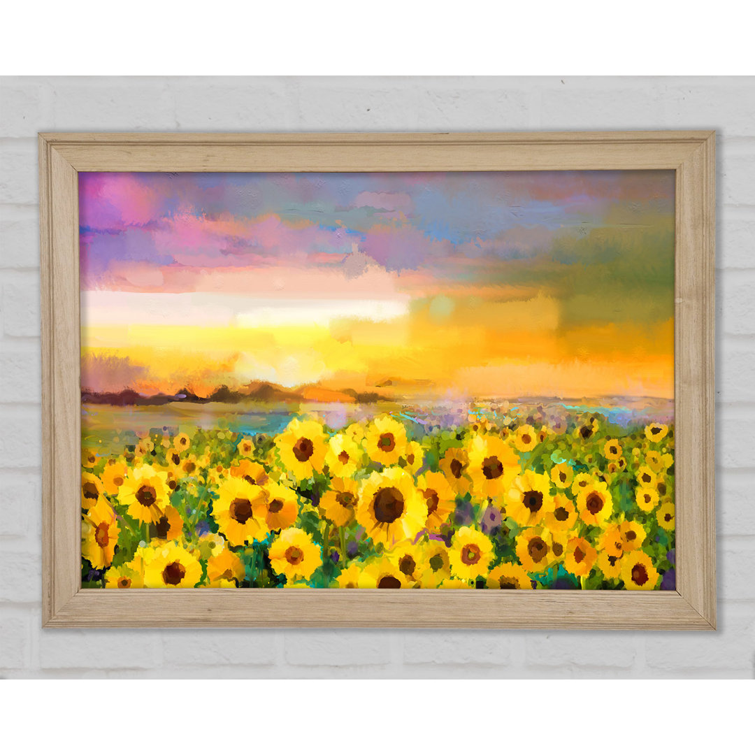 Pastellfarbene Sonnenblume Sonnenuntergang - Einzelner Bilderrahmen Kunstdrucke