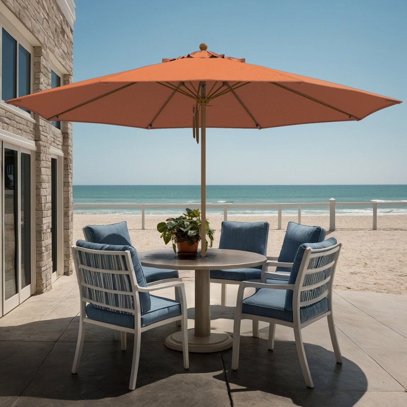 Parasol en bois de teck 11 pi, Orange melon