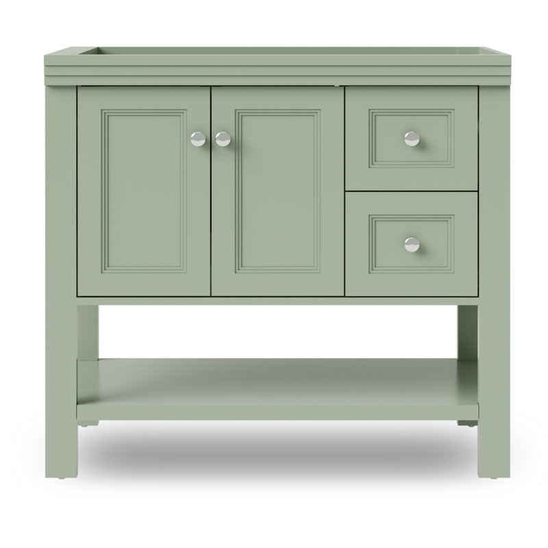 Base de meuble-lavabo simple 36 po seulement, 2 portes 2 tiroirs, lavabo non inclus, Vert menthe