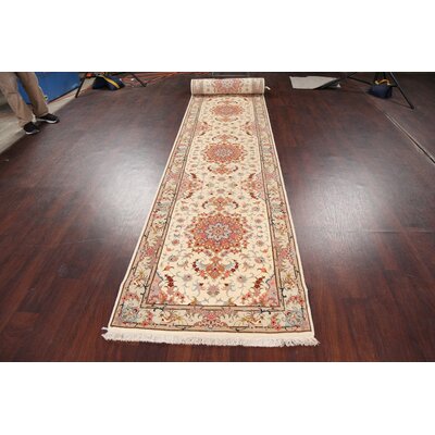 One-of-a-Kind Hand-Knotted New Age 2'10"" x 22'9"" Runner Area Rug in Ivory/Coral -  Rug Source Outlet, RUGS-7535