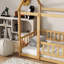 Lit en bois pour lit simple avec structure de toit, garde-corps de sécurité-1245645669-1245645666