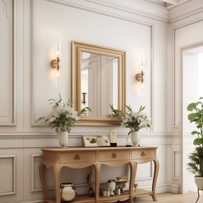 2-Lamp Gold Adjustable Light Glass Iron Wall light, Gold