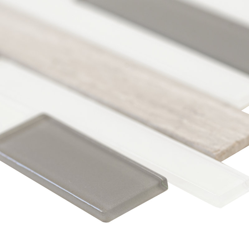 Ebon Frost 12 in. x 12 in. Glass Stone Blend Mosaic Wall Tile