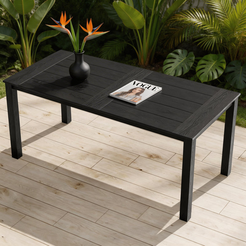 Table de salle à manger d'extérieur en plastique pour l'extérieur, Noir