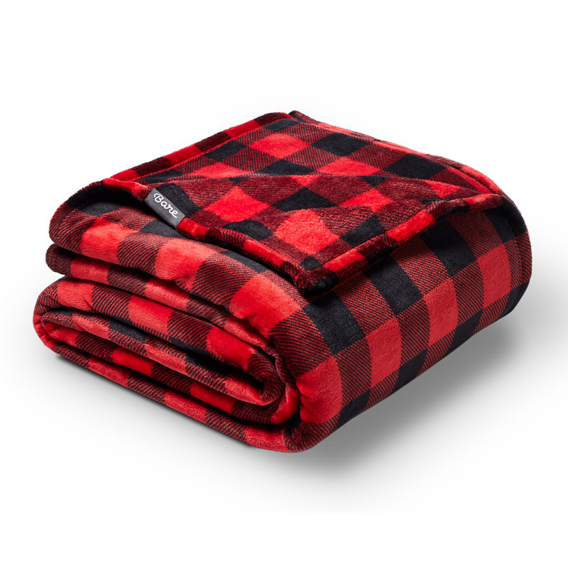 Couverture imprimée Microplush, Très grand simple, Rouge / Noir