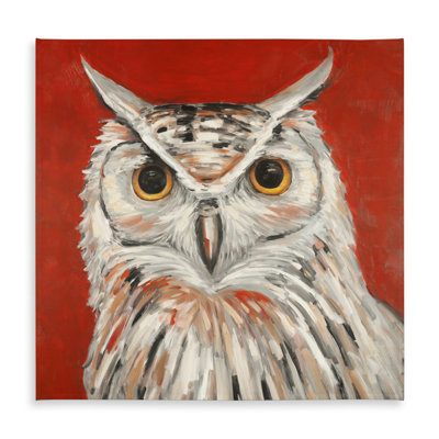 Colorful Eagle Owl Tablecloth - Gray Animal Decor, Indoor/Outdoor
