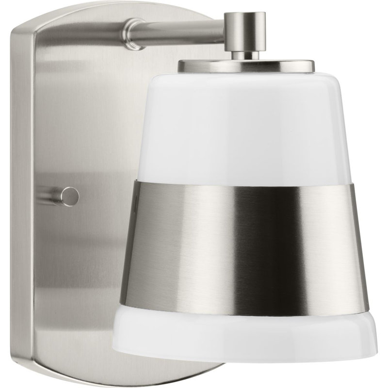 Markail Dimmable Bath Sconce, Brushed Nickel/White, Brushed Nickel