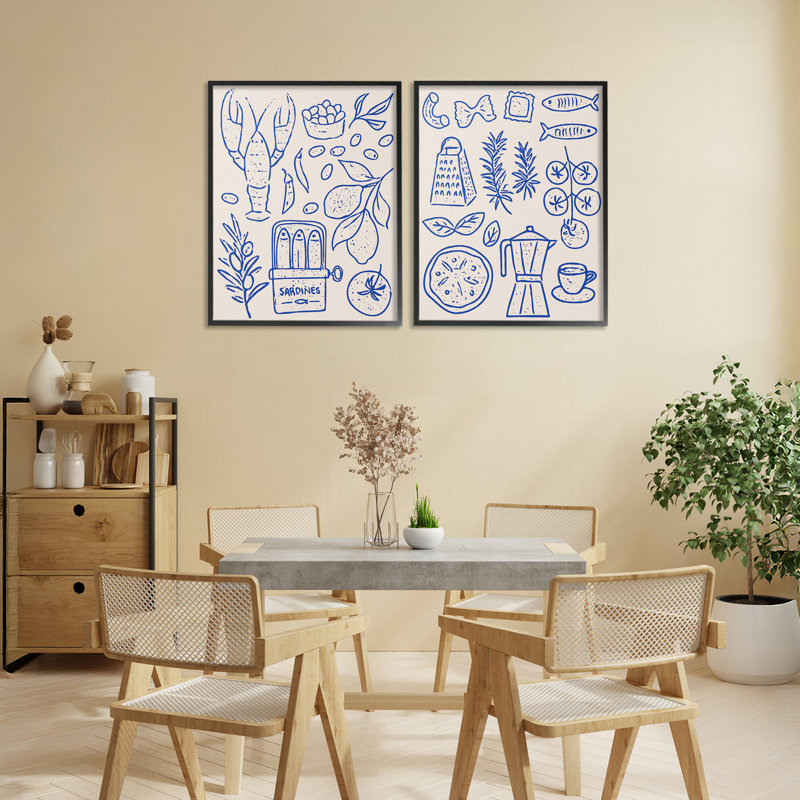 Ensemble de giclée encadrée méditerranéen 2 pièces, par Camila Juncos, Giclée encadrée noir minuit, H 20 po x l 16 po