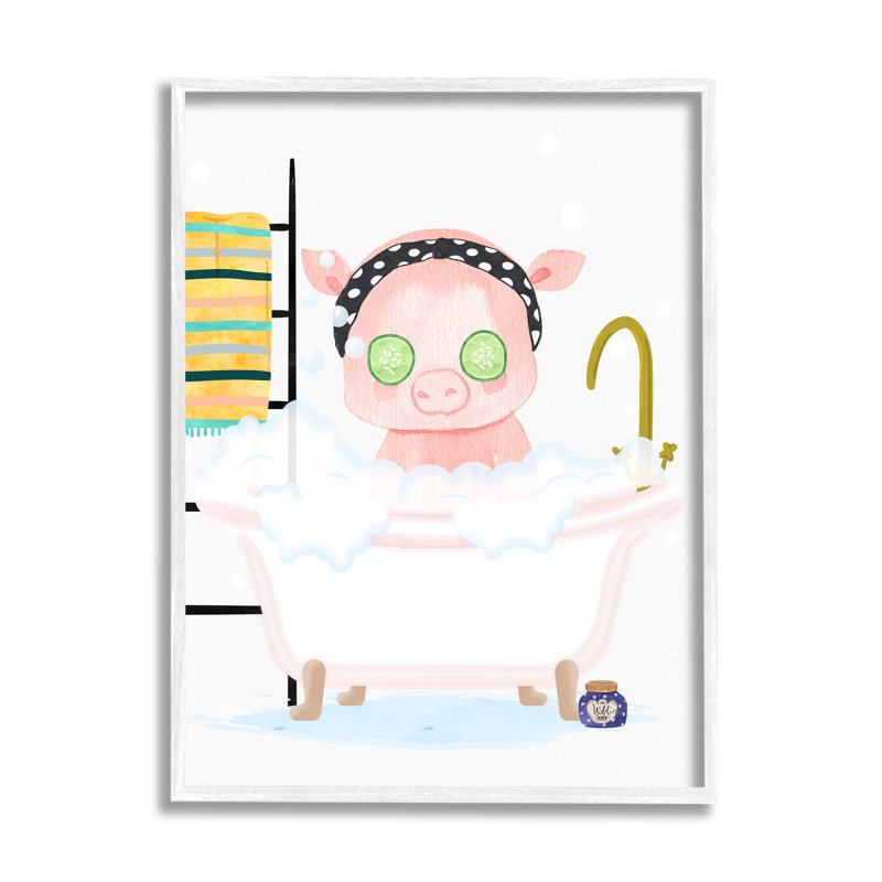 Baignoire à bulles pour enfants rose pour enfants, H 20 po x l 16 po, Giclée encadrée blanc bord de mer