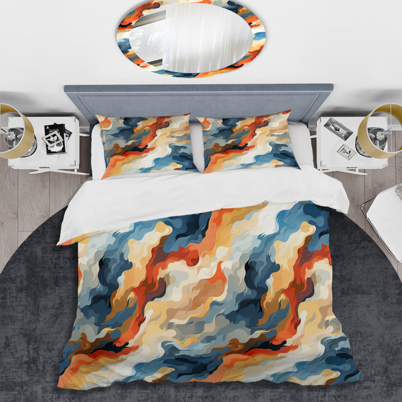 Ethereal Whispers I - Ensemble de housse de couette à motif abstrait, Housse de couette pour grand lit et 2 taies décor
