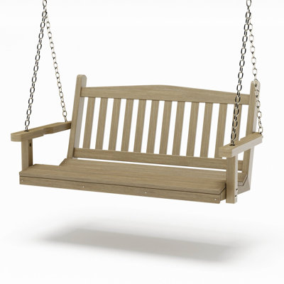  Amish Made Mission Poly Composite Porch Swing, 4-Foot, Birchwood Wood Grain