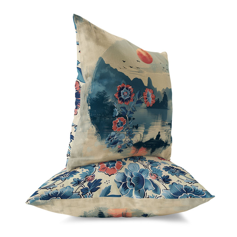 Mountain Stream Harmony Indoor/Outdoor Square Throw Pillow, 16"H x 16"W