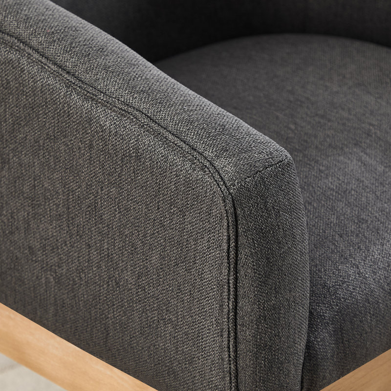 Chaise de salle à manger de style Mid-Century avec dossier incurvé et pieds en bois, Gris foncé