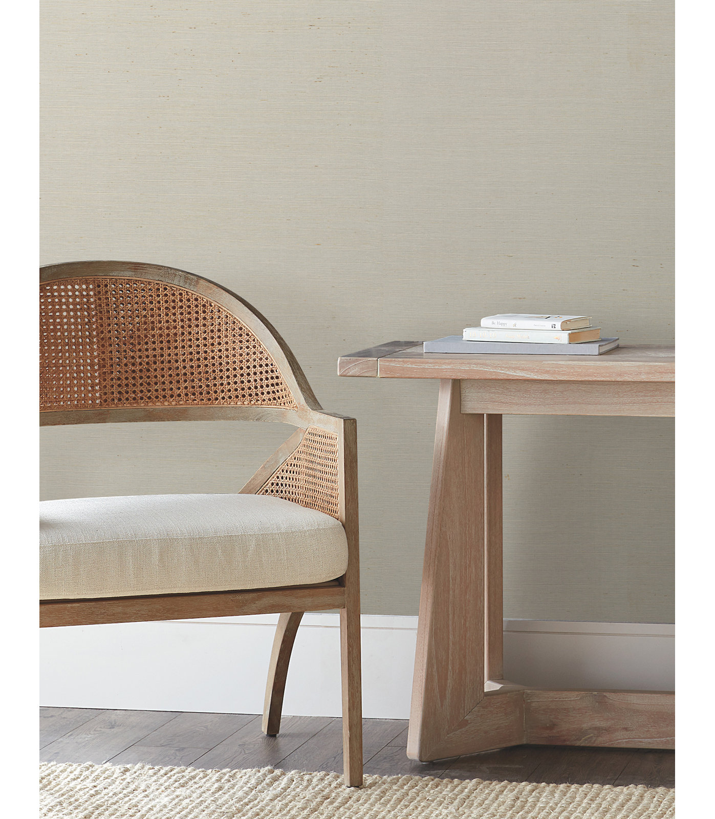 Natural Sisal Peel and Stick Grasscloth Wallpaper, White