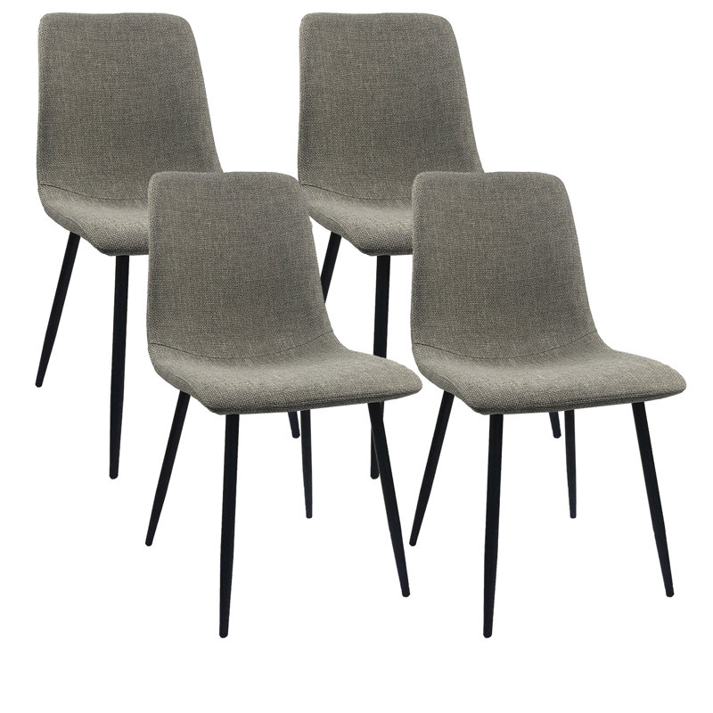 De 4 chaises de salle à manger modernes, recouvertes de lin avec un rembourrage de siège confortable et des pieds en métal pour la pièce (chaises grises, structure robuste à coussins décoratifs)