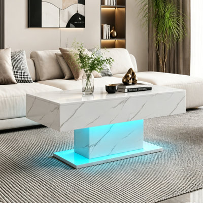 High Gloss Coffee Table with 16 Colors LED Lights