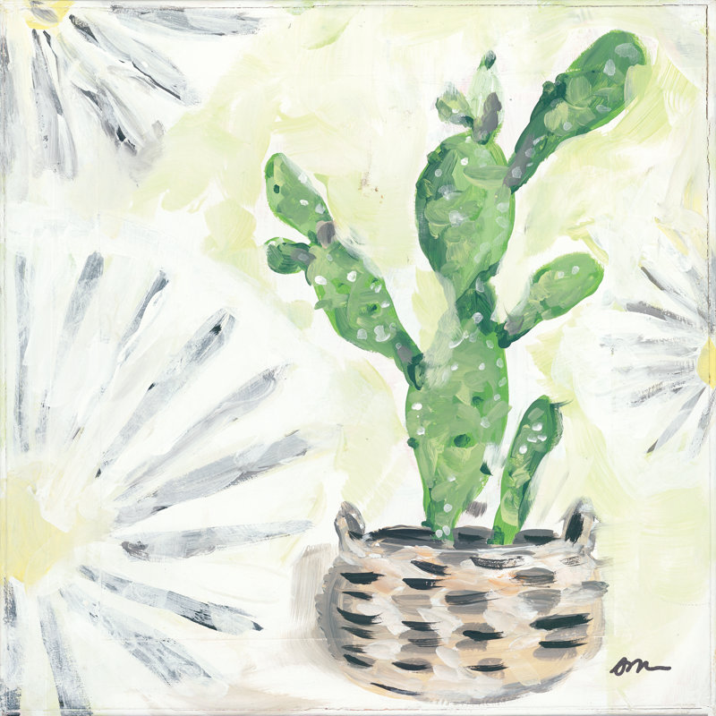 «Bono Cactus» par Jessica Mingo - reproduction d'art sur toile tendue, Imprimé avec cadre noir, Oui, H 12 po x l 12 po
