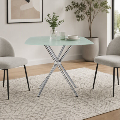 36" Square Frosted Tempered Glass Table
