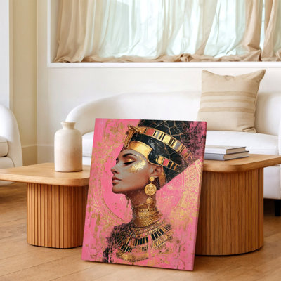Reproduction d'art égyptien sur toile de style égyptien antique, portrait en rose doré