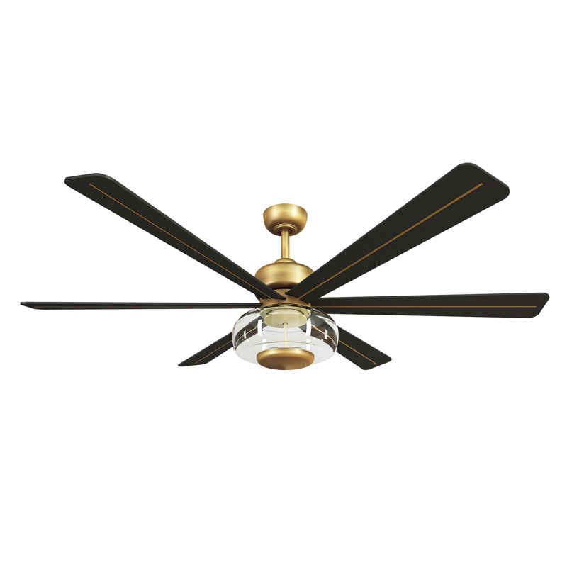 Ligero 60" 5CCT LED Smart Ceiling Fan, Coal, Brass
