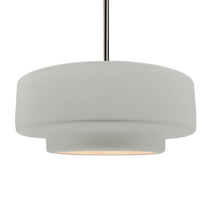 Luminaire suspendu à 1 lumière Meydan, Blanc mat, H 6 po x l 16,25 po x P 16,25 po, Nickel brossé