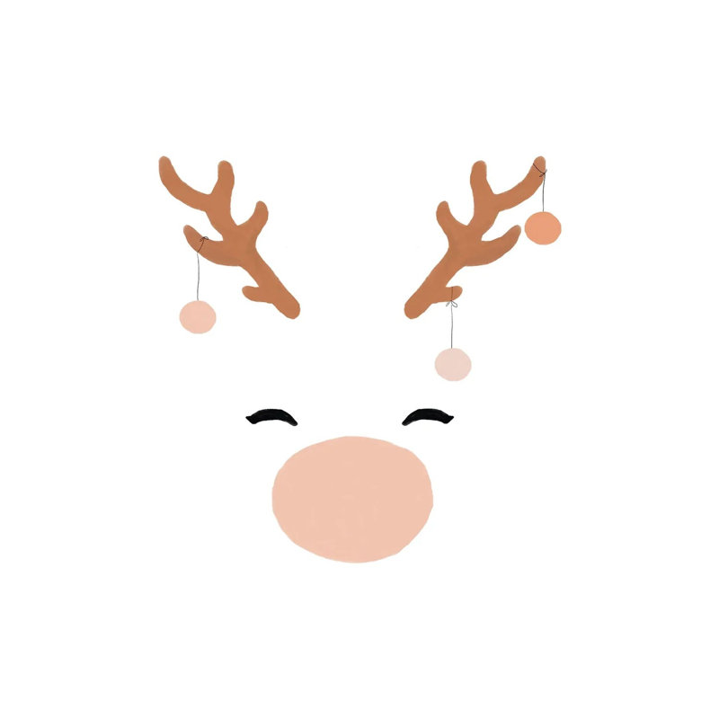 Deer And Baubles - Wrapped Canvas Painting, 30.48 cm H x 30.48 cm W