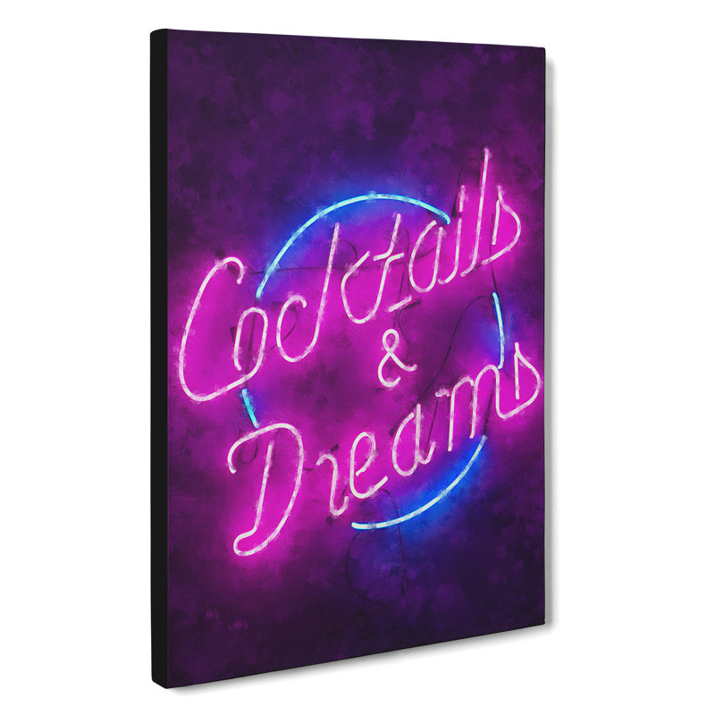 Cocktails and Dreams Sign - Wrapped Canvas, 50cm H x 35cm W x 3cm D