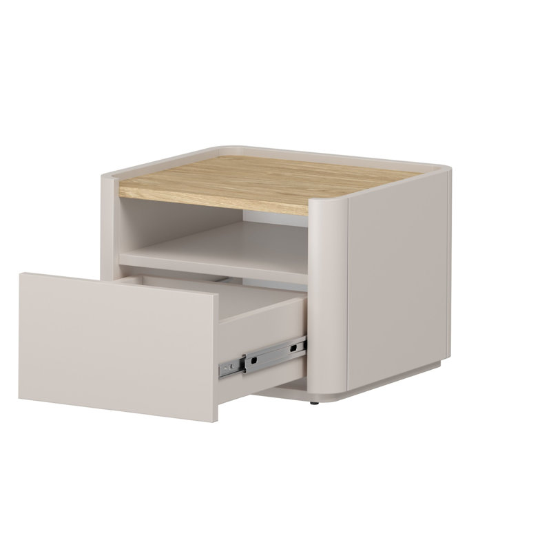 Blackett 50cm W Manufactured Wood Bedside Table, Cream