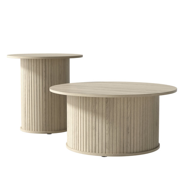 Latitude Run® Aurel Fluted 2 Piece Living Room Round Coffee Table & End ...