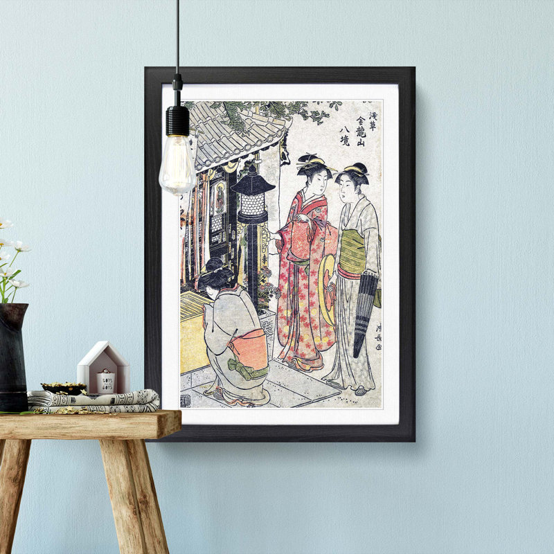 Enmei Jizo by Torii Kiyonaga - Picture Frame Painting Print, 48cm H x 36cm W x 2cm D, Black Framed