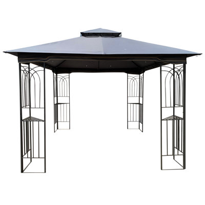10x10 Outdoor Patio Gazebo Tent With Double Roof & Detachable Mosquito Netting – Gray Canopy For Lawn, Garden, Backyard & Deck