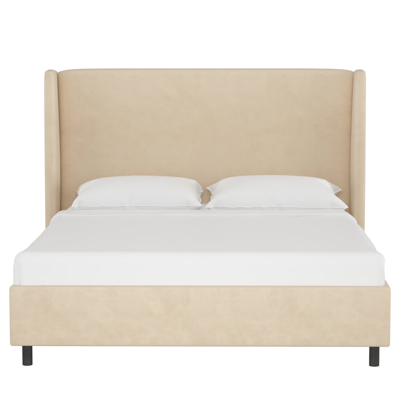 Tilly Upholstered Low Profile Platform Bed, California King, Classic Pearl Performance Velvet