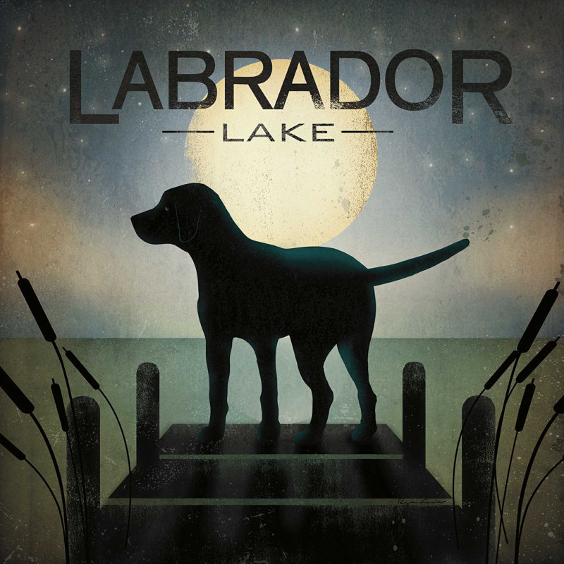 Chien noir au lever de la lune - Lac Labrador, H 20 po x l 20 po x P 1,25 po