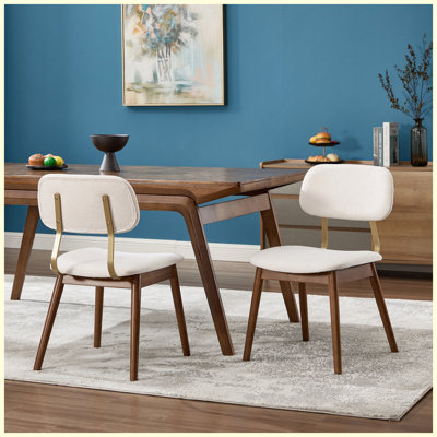 Ensemble de 2 chaises de salle à manger en bois, chaises de cuisine rembourrées en tissu moderne, chaises de salle à manger de style maison de campagne