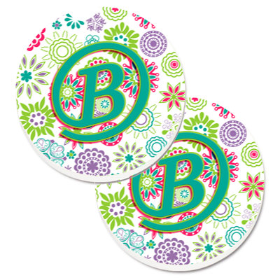 Sous-verre voiture de voiture fleurs initial