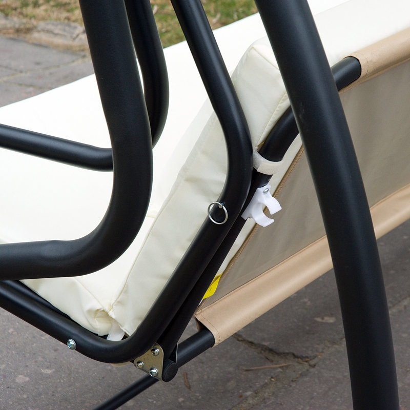 3 Person Porch Swing with Canopy, Cream White
