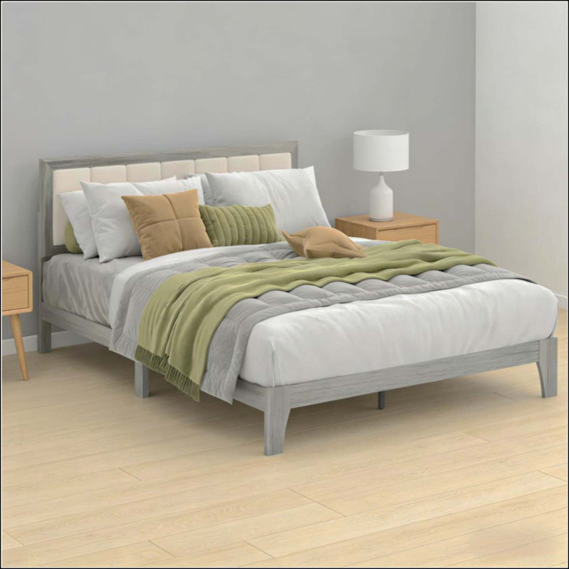 Base de lit de style nordique, base de lit plateforme avec lattes en bois