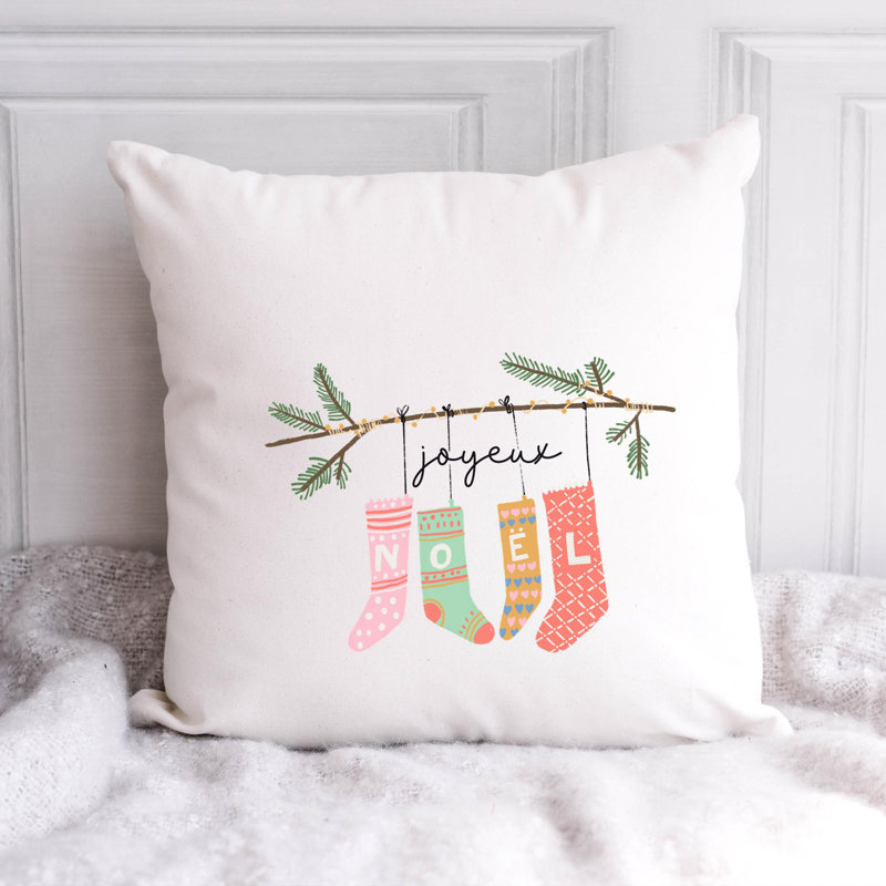 Christmas Illustration Reversible Throw Pillow, 18" x 18"