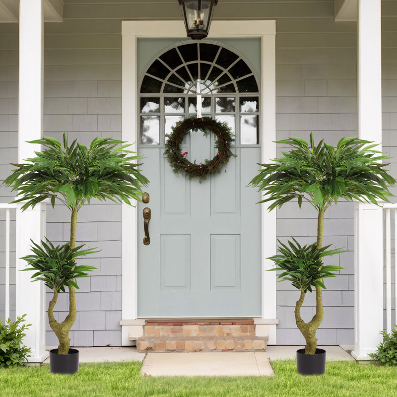 Indoor/Outdoor/Décor Artificial Tree UV Resistant Faux Palm Tree Plant in Pot in Basket in Planter