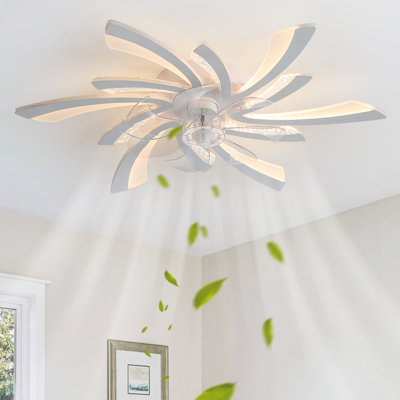 Eufelia 31" 7 - Blade Modern Indoor Dimmable LED Ceiling Fan with Light, Can Remote or APP