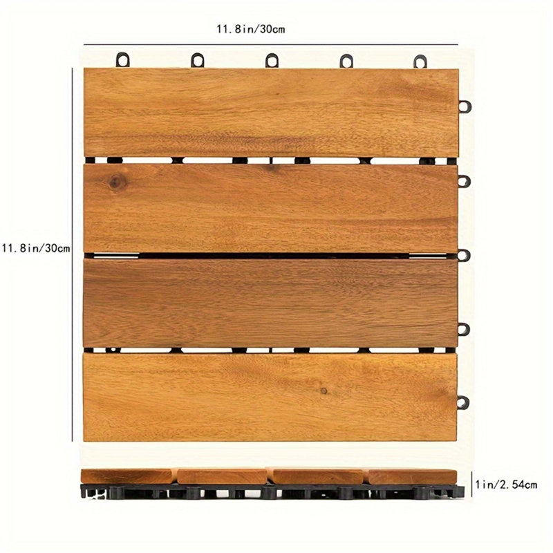 Carreaux de sol imbriqués en bois d'acacia de haute qualité pour une utilisation polyvalente à l'intérieur et à l'extérieur, assurant durabilité et esthétique