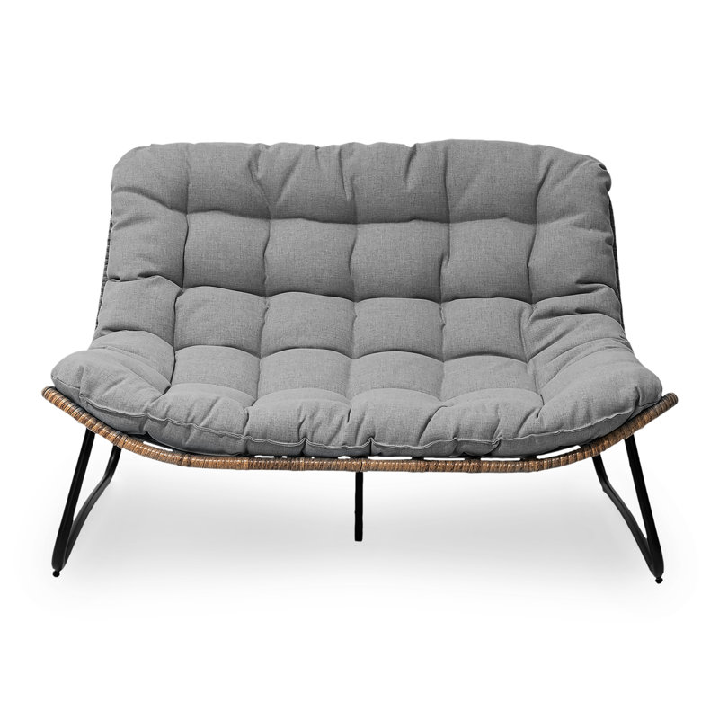 Lelsie 53.15" Wide Patio Loveseat, Gray