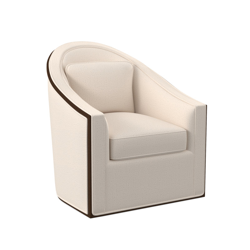 Fauteuil pivotant Academy, Noyer américain, 100% polyester ivoire Venise