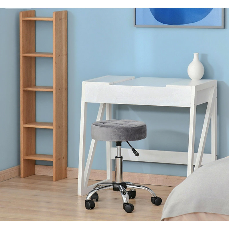 Office Chair Round Rolling Stool With Height Adjustable Lift, Vanity Chair