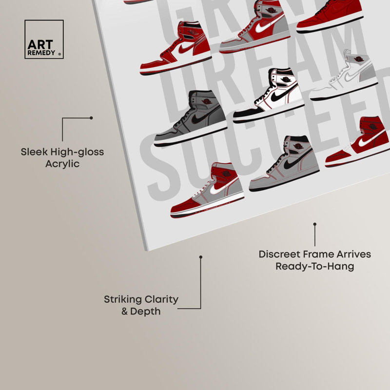 Décoration murale en acrylique Ambition Grind Sneaker par Art Remedy, prête à être accrochée, H 36 po x l 24 po