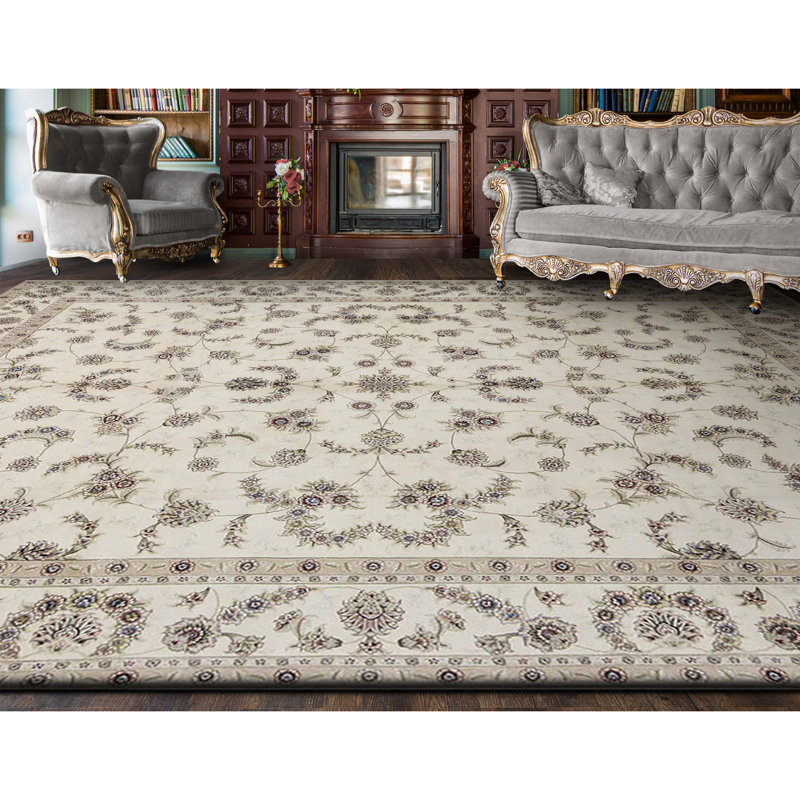 Tapis ivoire noué à la main de haute qualité