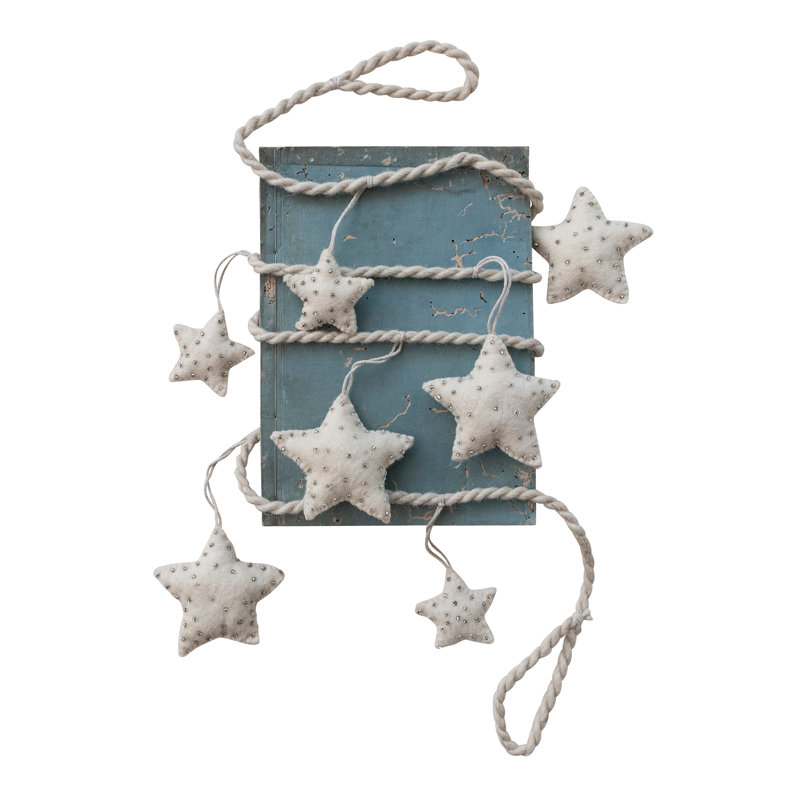 Wool Felt Star Garland with Beaded Accents